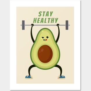 Kawaii avocado training in the gym Posters and Art